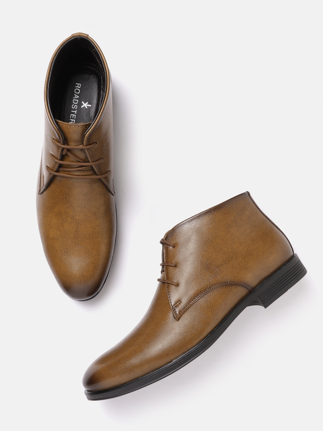 

Roadster Men Tan Brown Solid Mid-Top Derbys