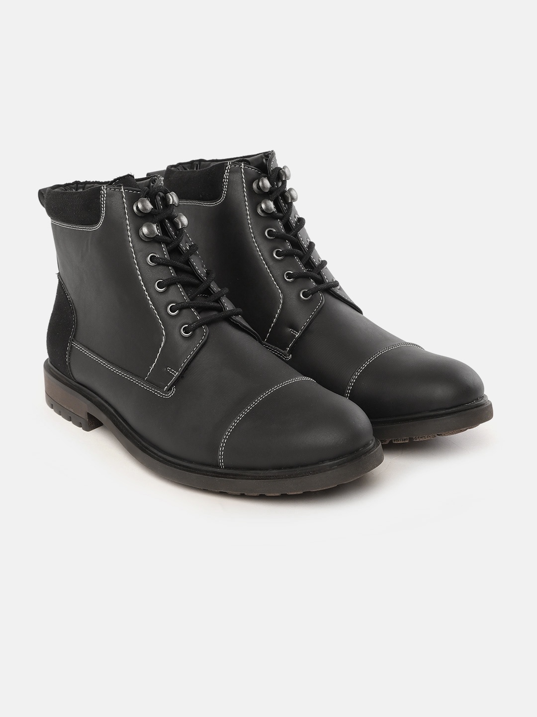 

Roadster Men Black Solid Mid-Top Flat Boots