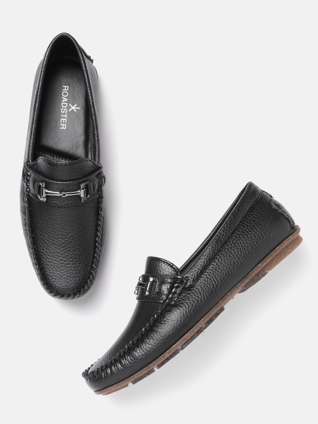 

Roadster Men Black Solid Horsebit Loafers