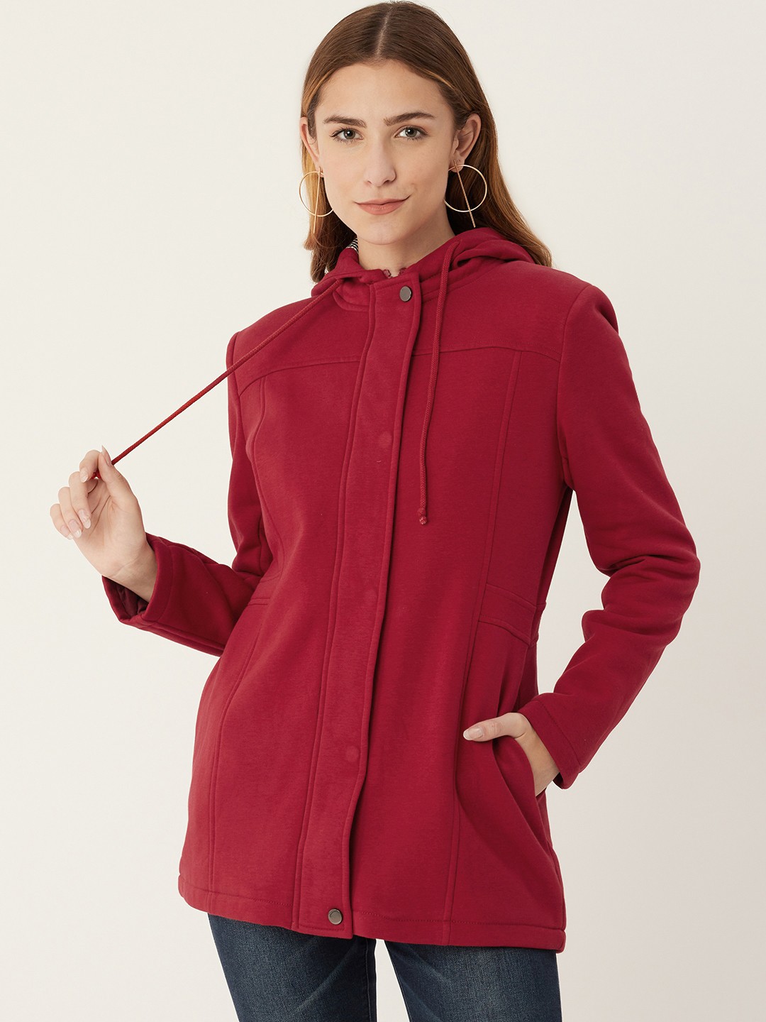 

Madame Women Red Hooded Coat