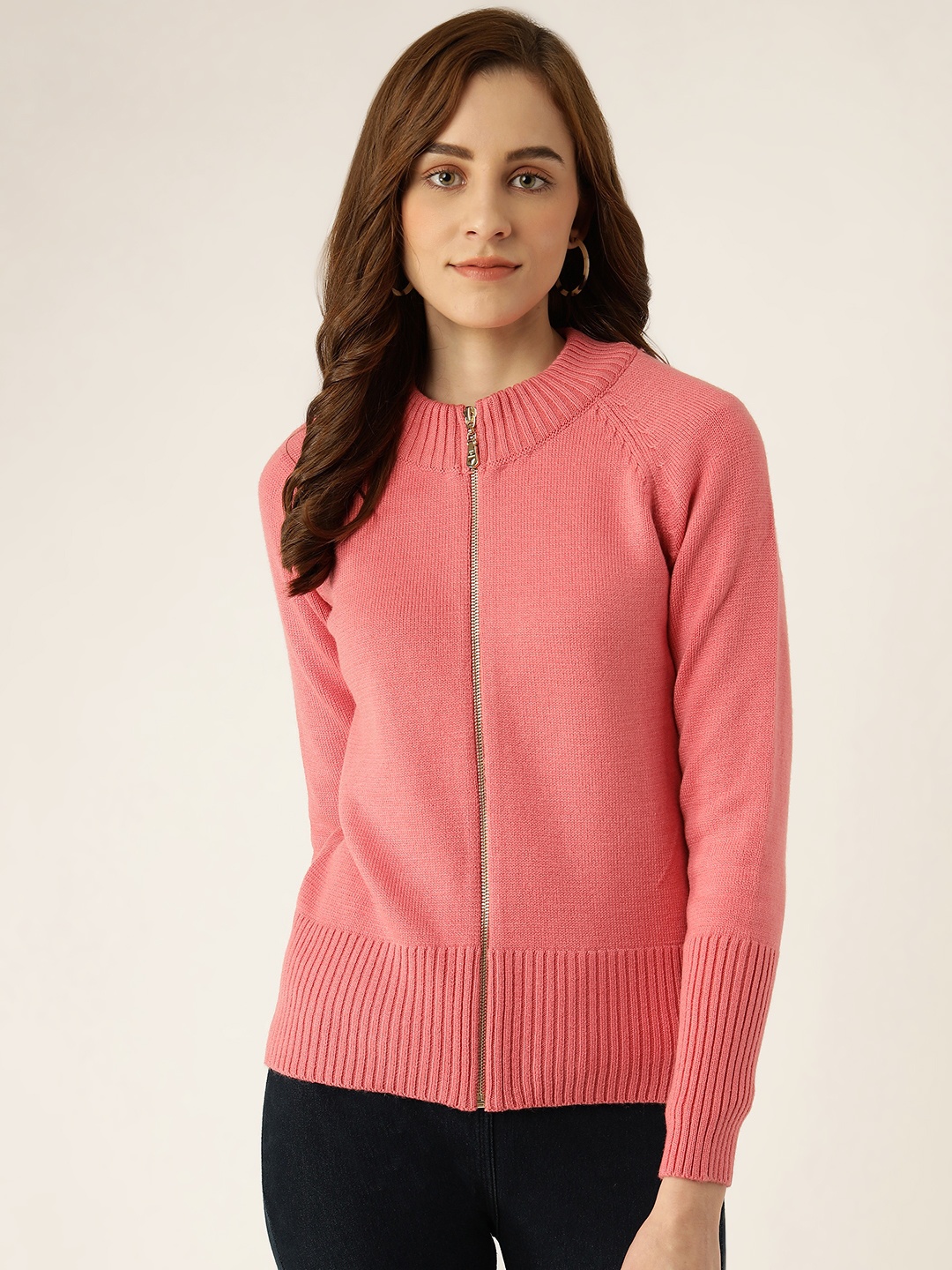 

Madame Women Pink Solid Cardigan