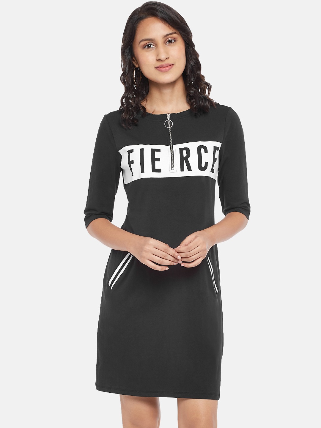 

People Black & White T-shirt Dress