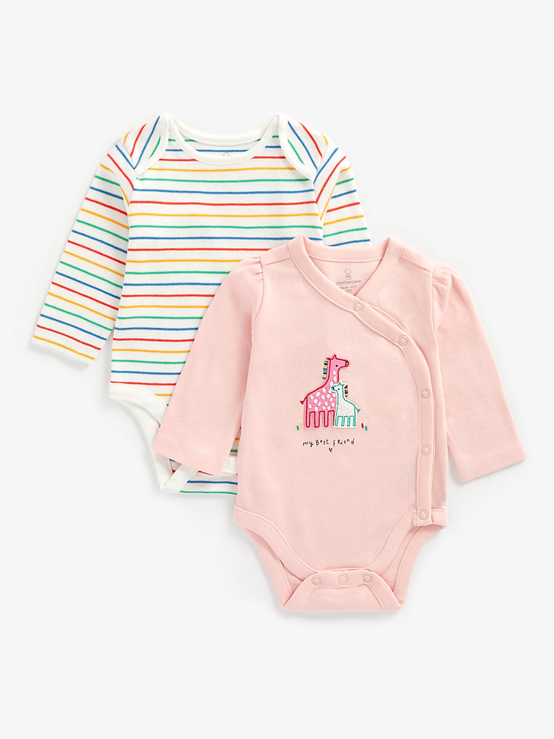 

mothercare Infant Girls Pack of 2 Bodysuits, Pink