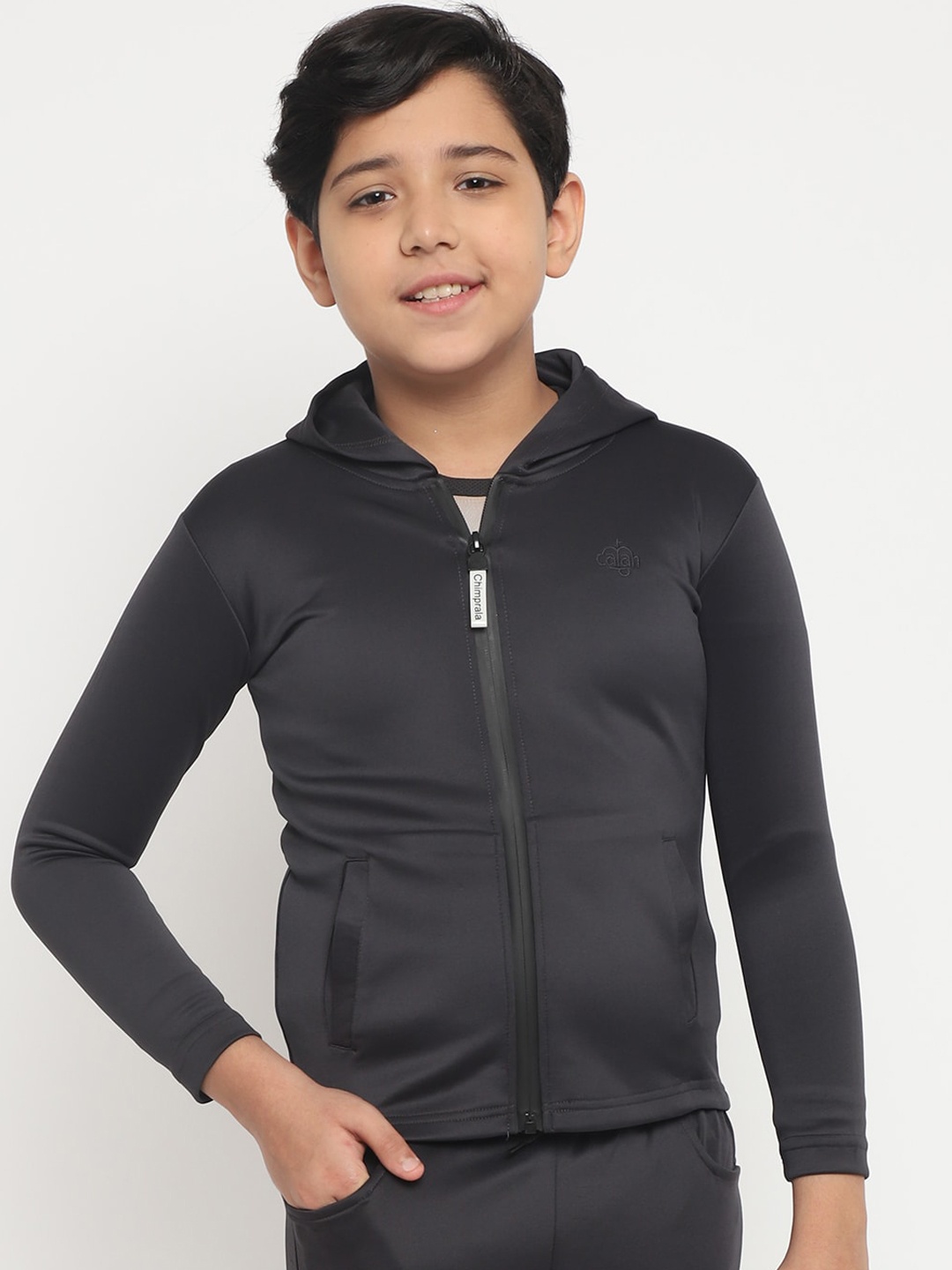 

CHIMPRALA Boys Grey Solid Lightweight Sporty Jacket