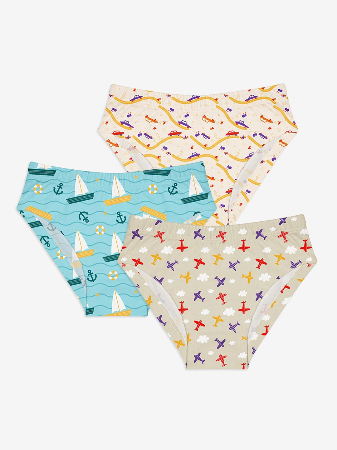 

Superbottoms Pack of 3 Printed Sustainable Briefs, Multi