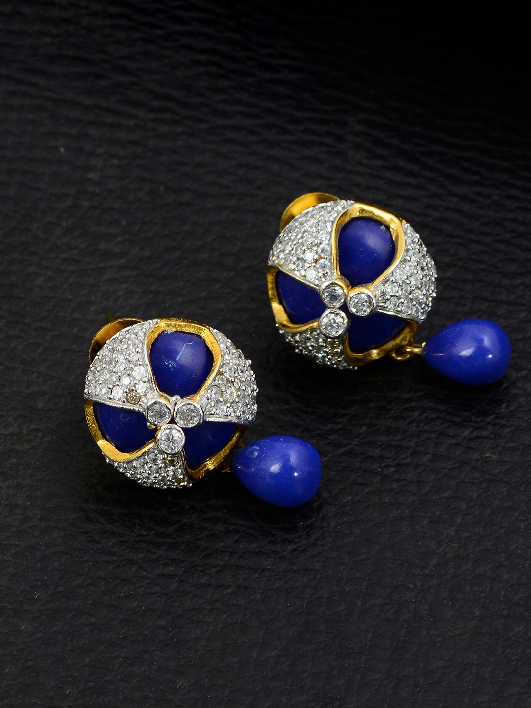 

Silgo Gold-Plated & Blue Geometric Drop Earrings