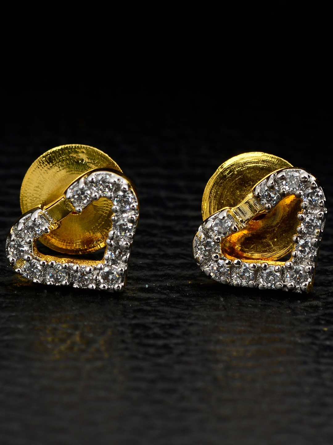 

Silgo Gold-Toned Heart Shaped Studs Earrings