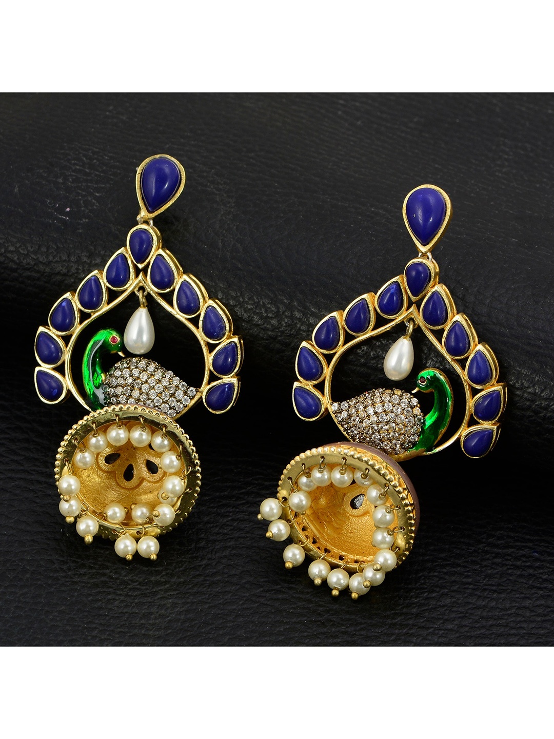 

Silgo Women Gold-Toned Contemporary Jhumkas Earrings