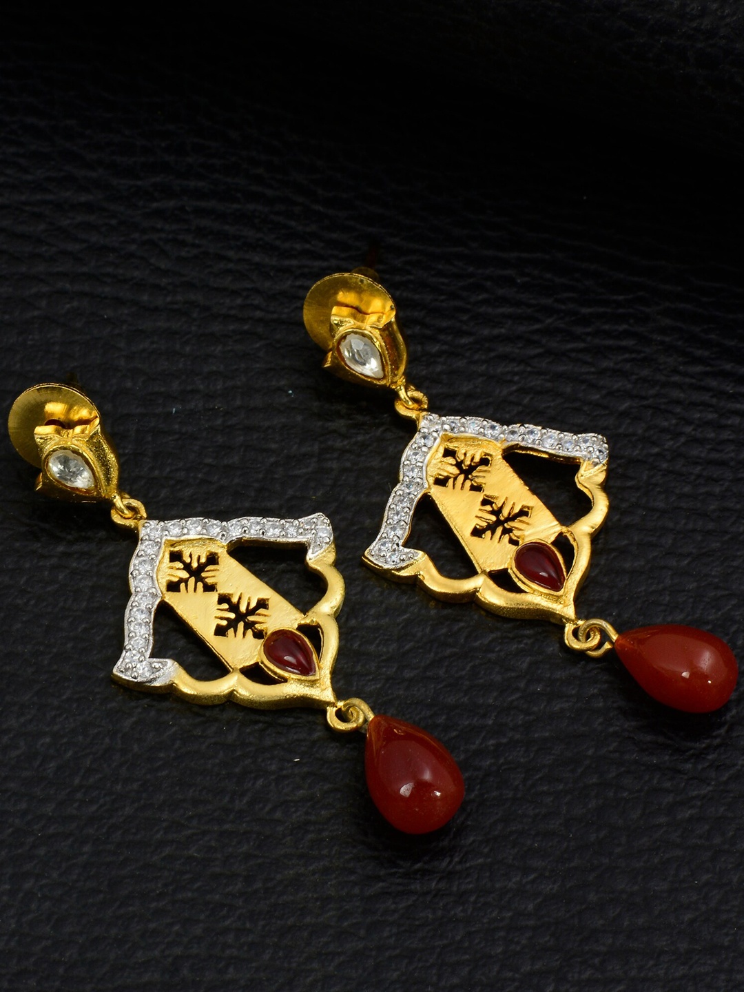 

Silgo Gold-Toned Contemporary Drop Earrings