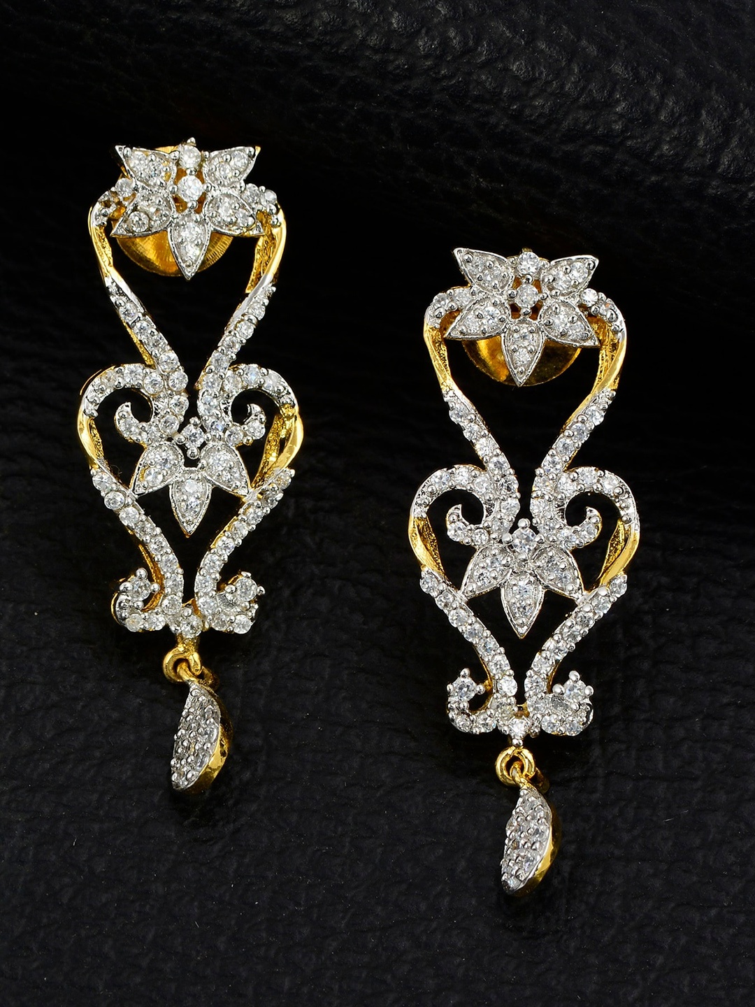 

Silgo Gold-Toned & White Gold-Plated Contemporary Drop Earrings