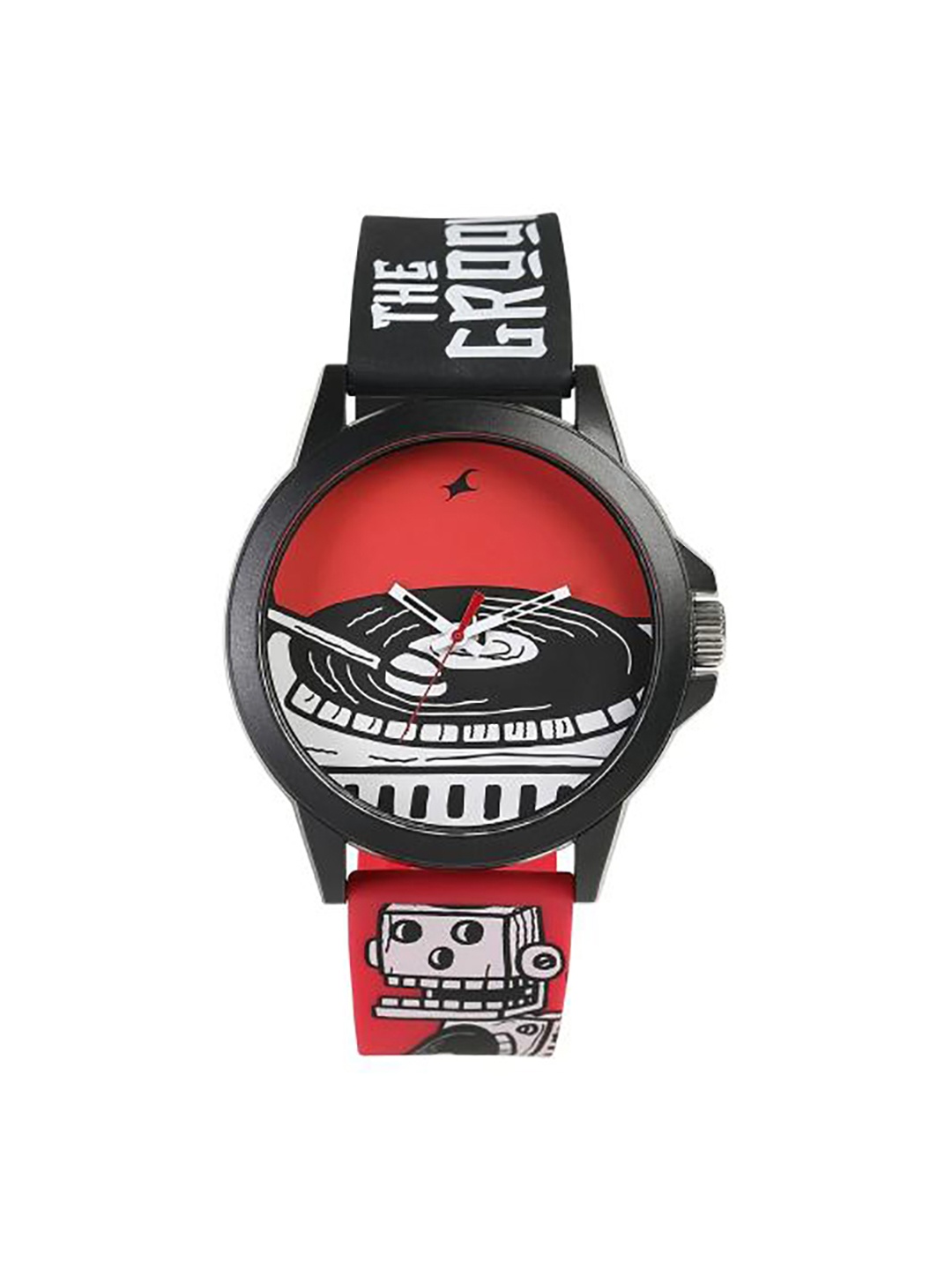 

Fastrack Unisex Red Printed Dial & Black Straps Analogue Watch 38024PP43