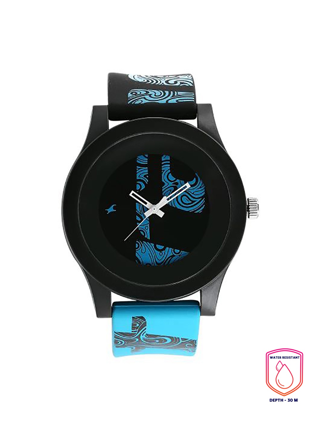 

Fastrack Unisex Black Dial & Blue Straps Printed Analogue Watch 38025PP05A
