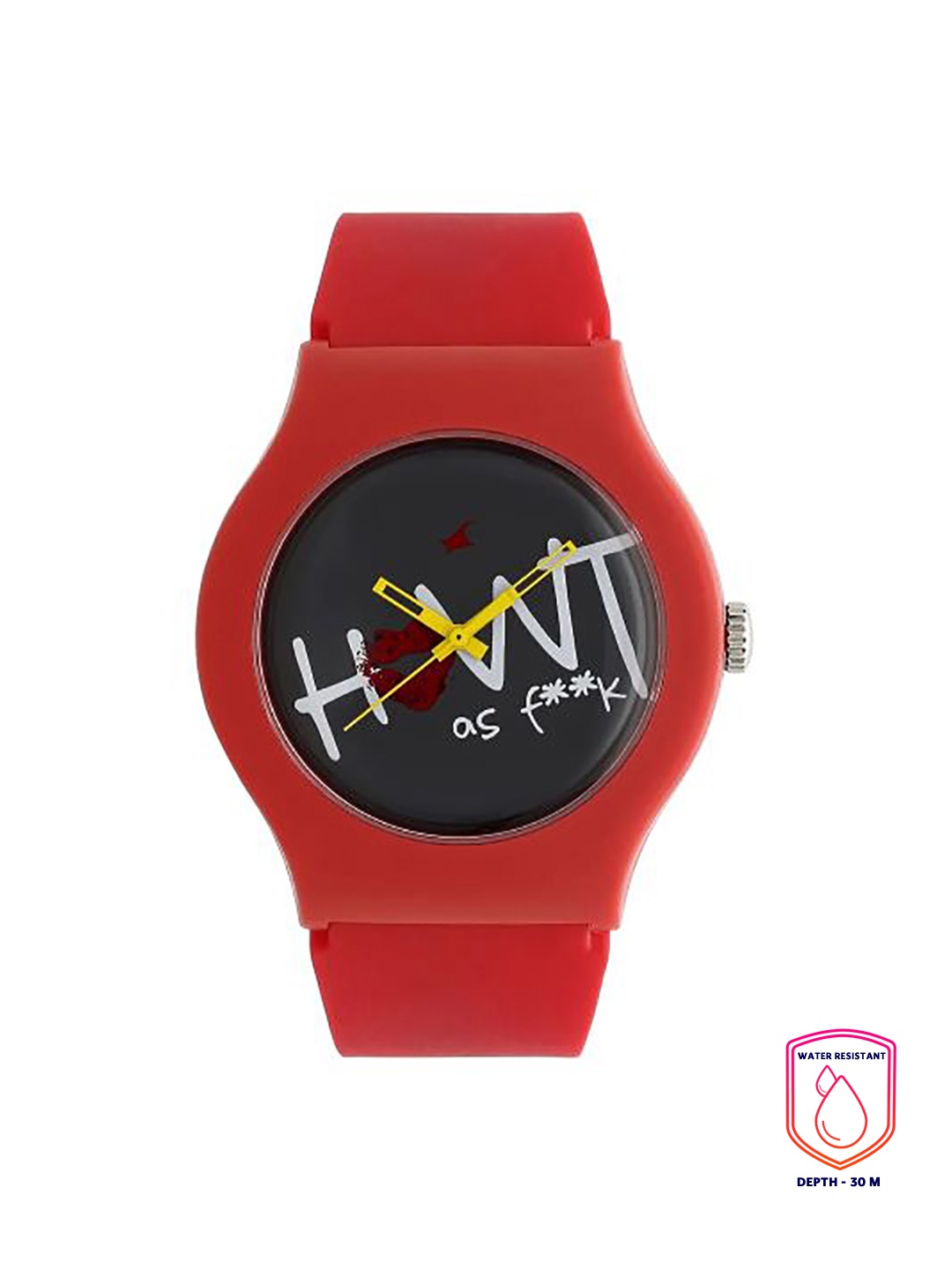 

Fastrack Unisex Black Printed Dial & Red Straps Analogue Watch 9915PP74