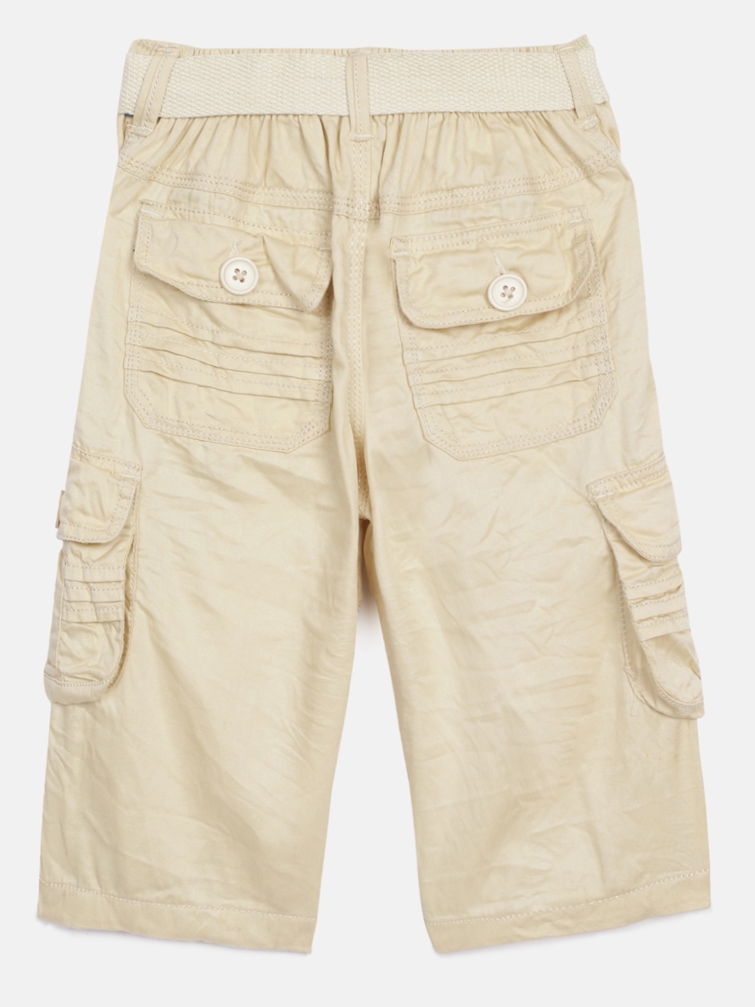 

ADBUCKS Boys Off White Relaxed Easy Wash Chambray 3/4th Cargos Trousers