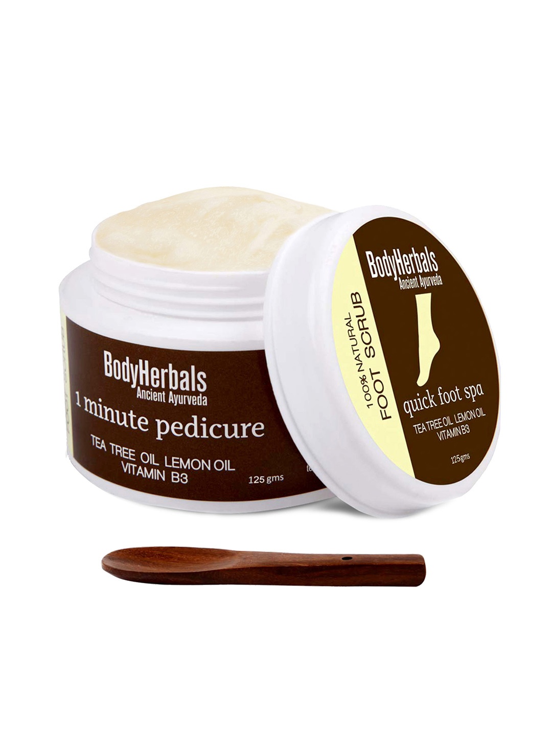 

BodyHerbals Anti Bacterial Foot Scrub With Tea Tree + VitB3 & Spoon - 125 g, Cream