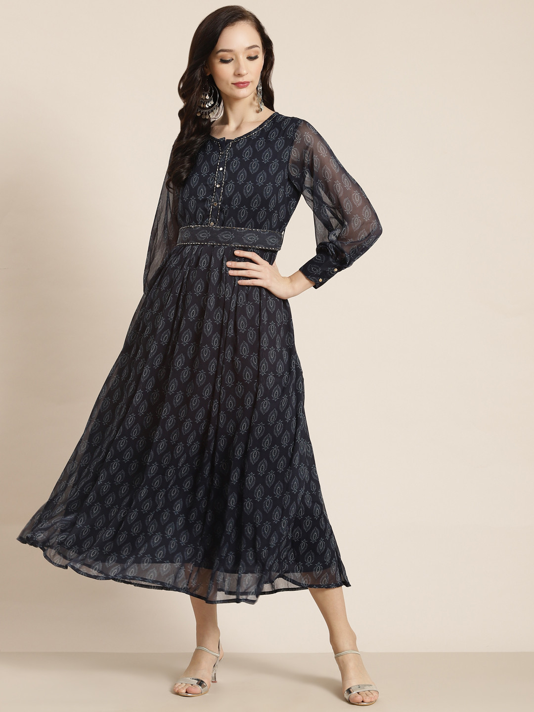 

Juniper Navy Blue Chiffon Maxi Dress