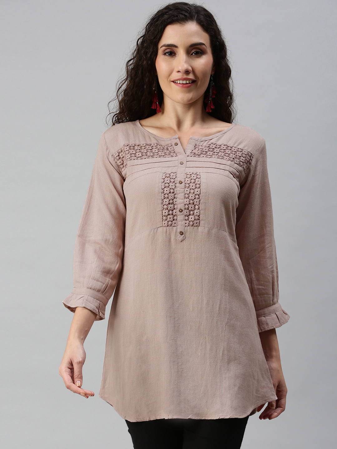 

SheWill Pink Floral Tunic, Beige