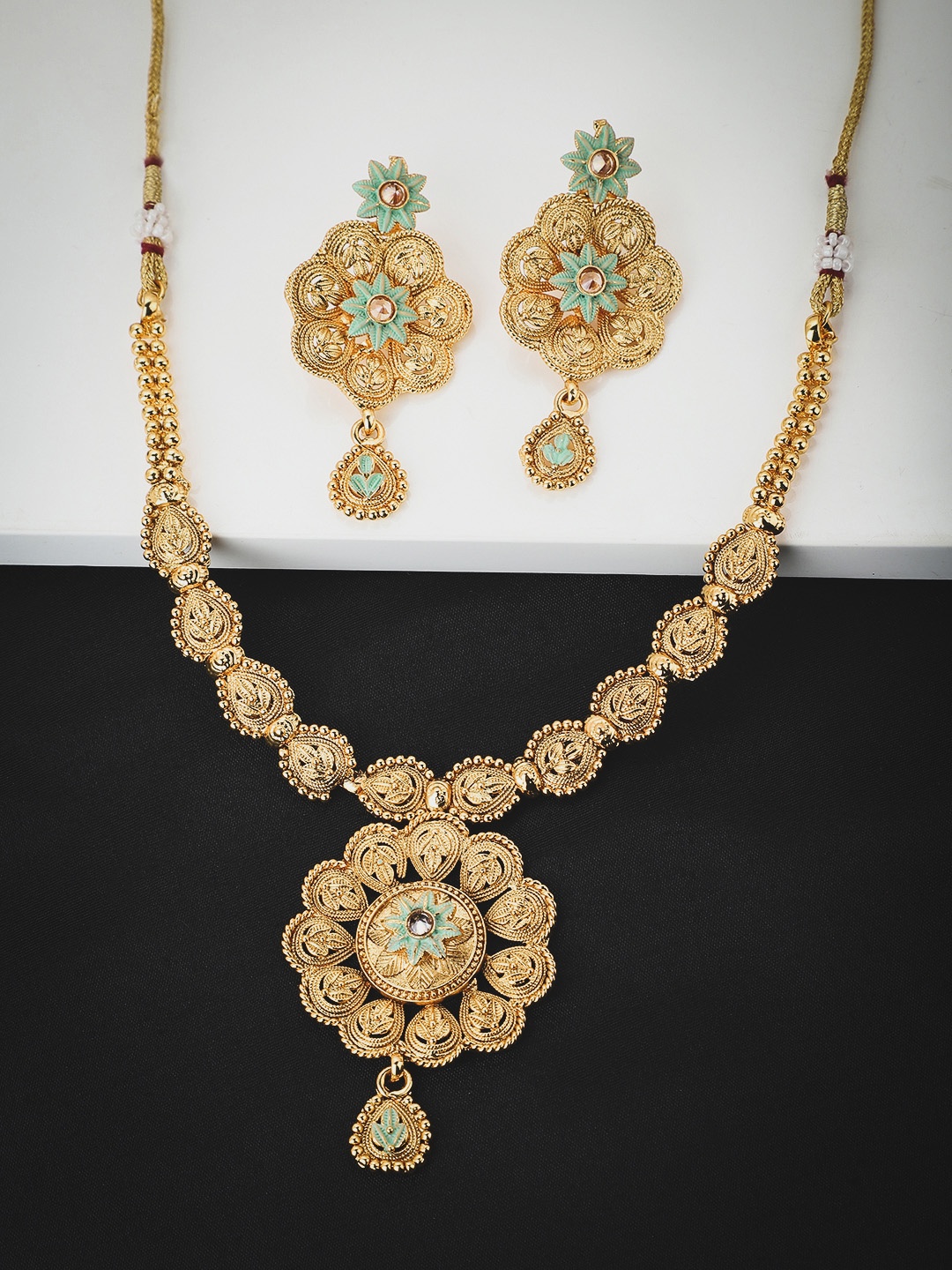 

KOLHA-BY CARLTON Gold-Plated Enameled Necklace Set