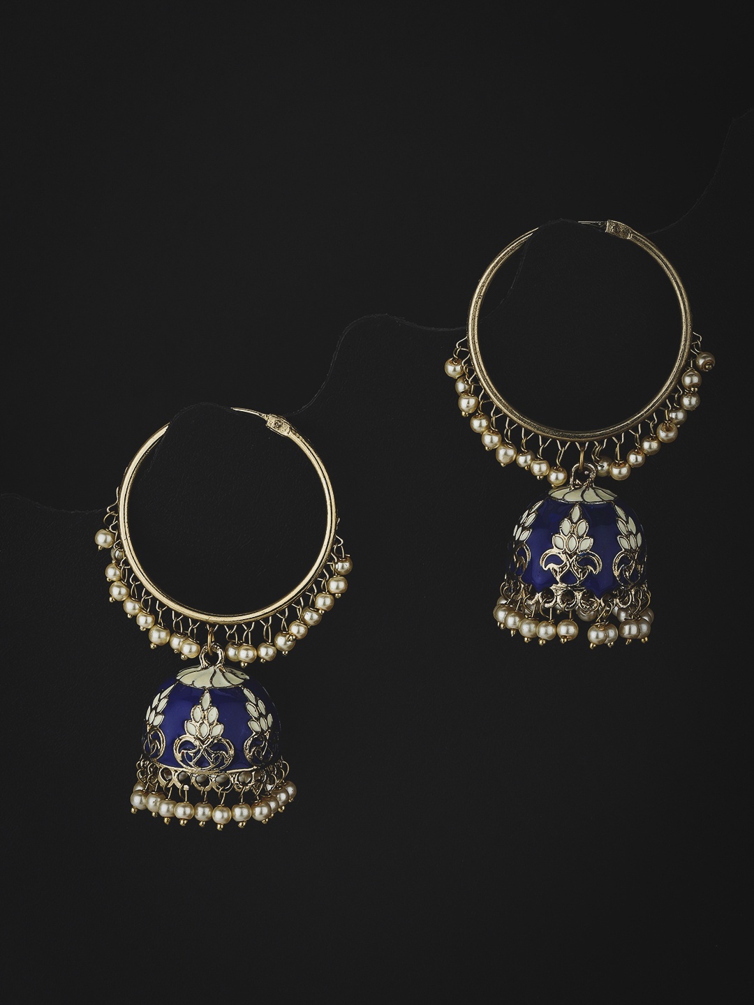 

KOLHA-BY CARLTON Gold-Plated & Blue Jhumkas Earrings