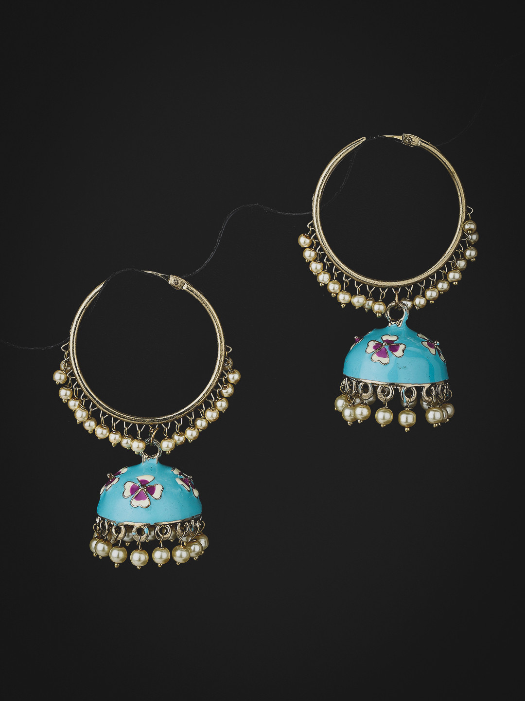 

KOLHA-BY CARLTON Gold-Plated & Turquoise Jhumkas Earrings