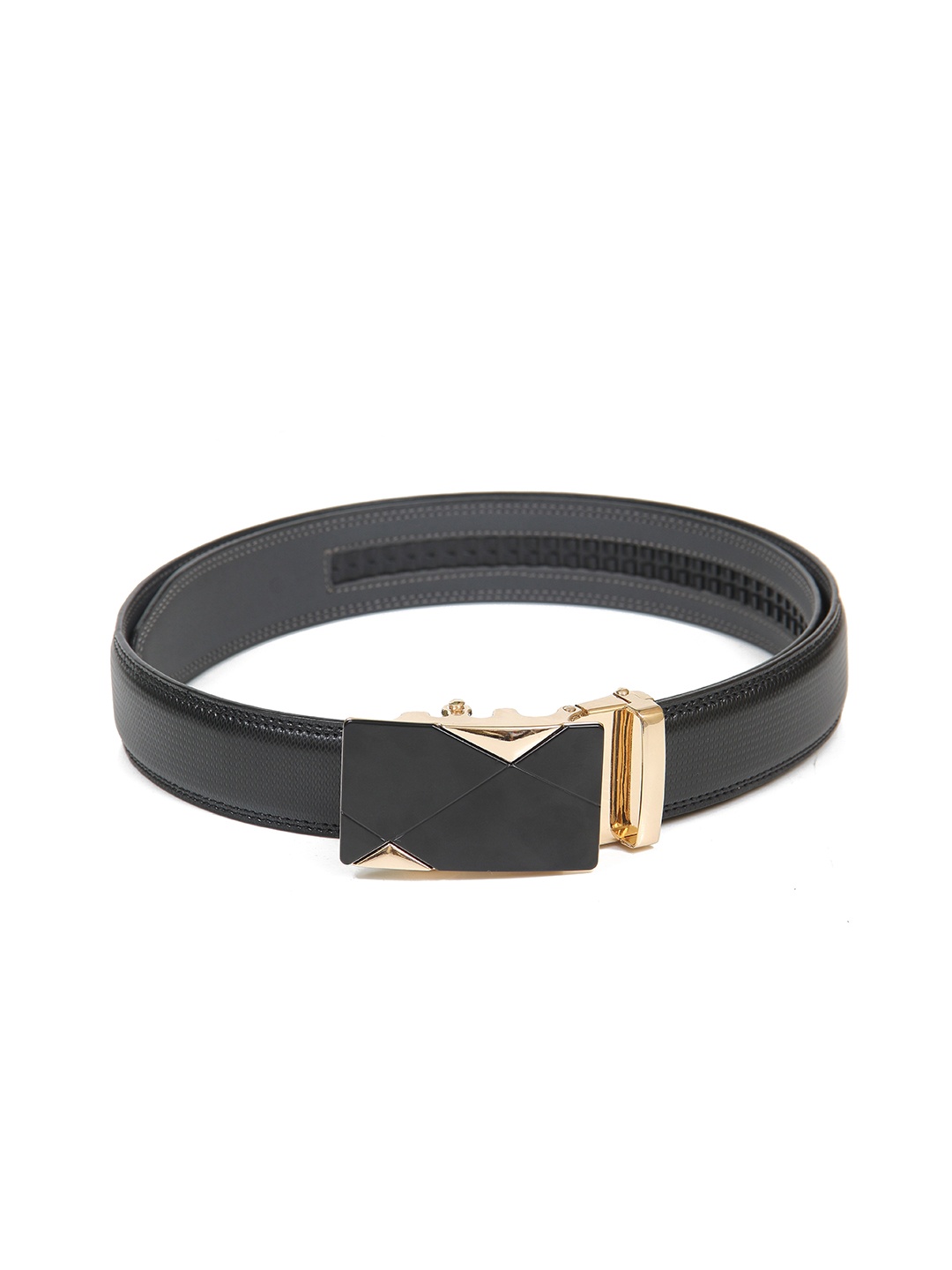 

Calvadoss Men Black Textured No Holes Belt