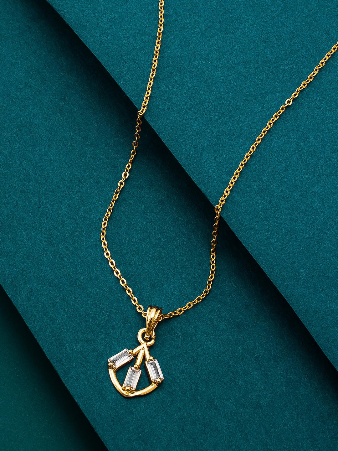 

Aadita Gold-Toned Artificial Stones Studded Pendant with Chain