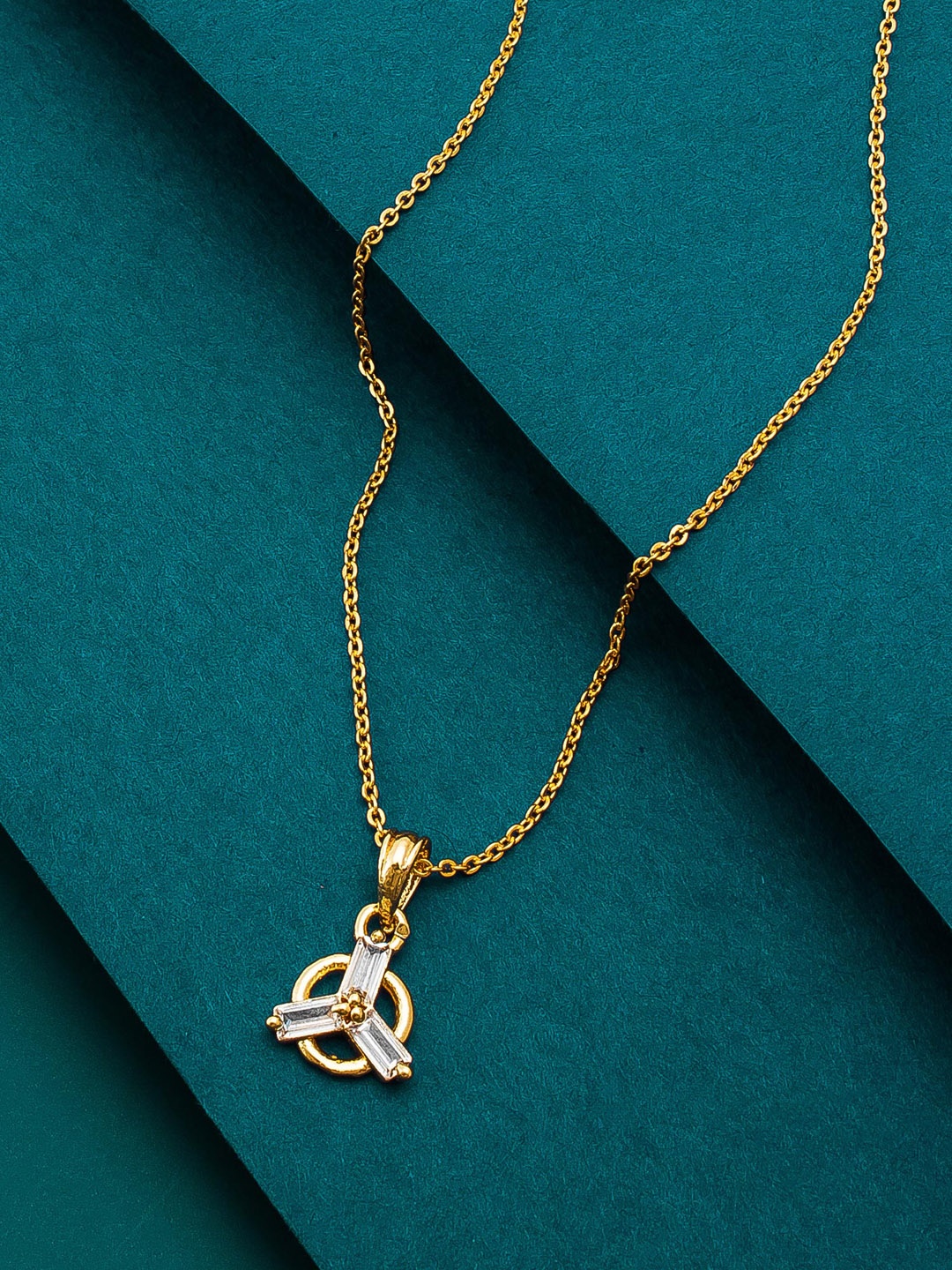 

Aadita Gold-Toned Artificial Stones Studded Pendant with Chain