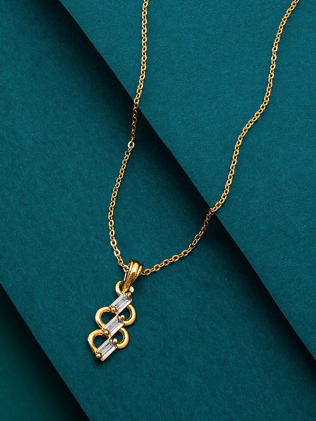 

Aadita Gold-Toned Artificial Stones Studded Pendant with Chain