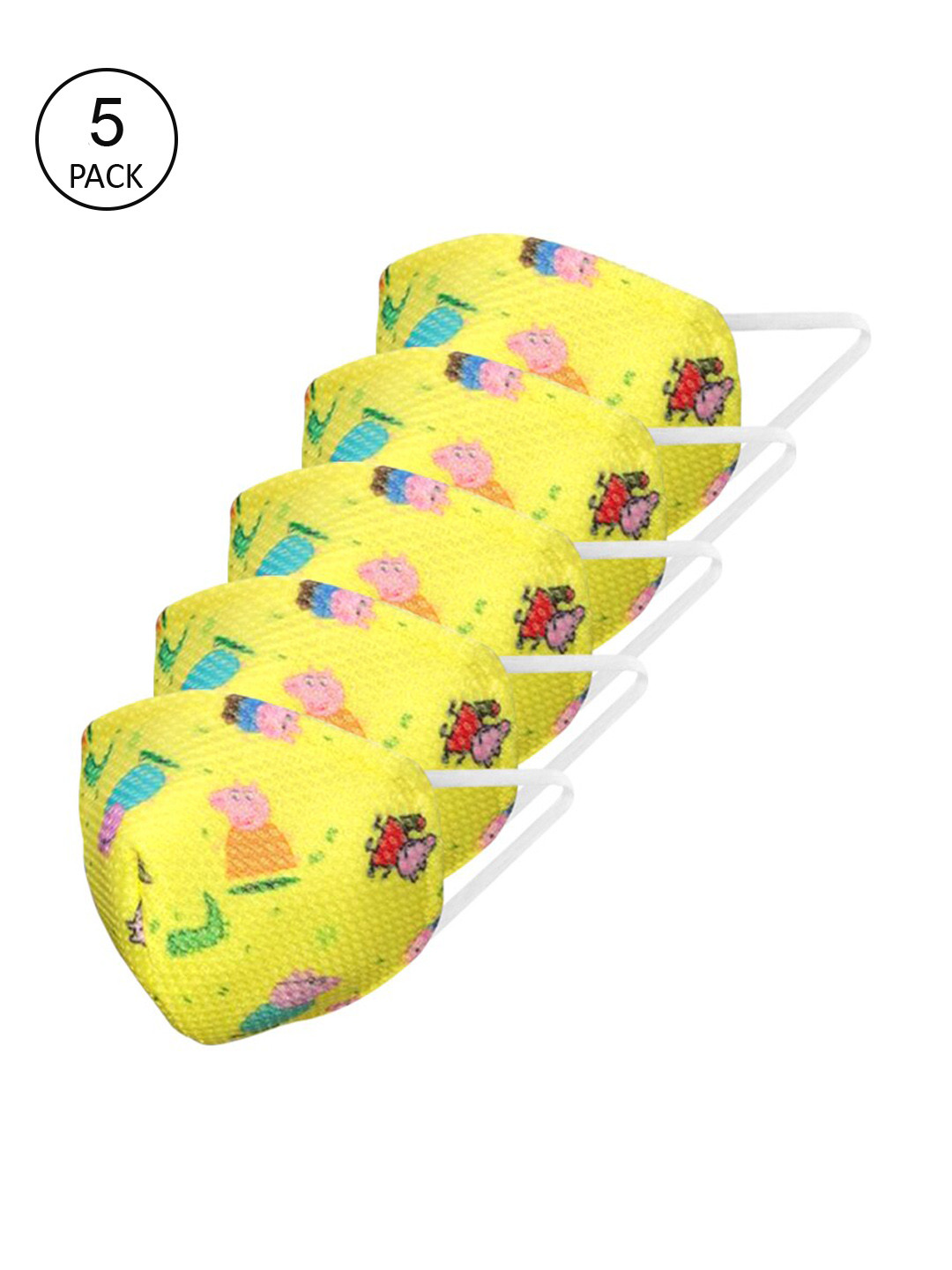 

Ahalyaa Yellow Pack of 5 3-Ply Reusable Outdoor Masks