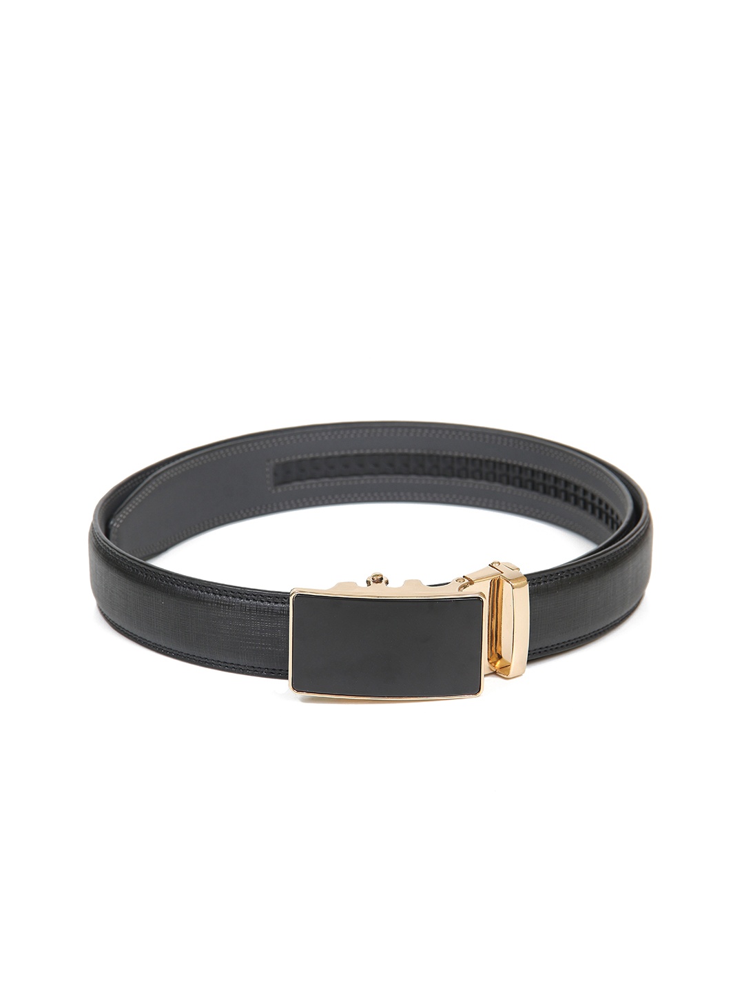 

Calvadoss Men Black Textured PU Belt