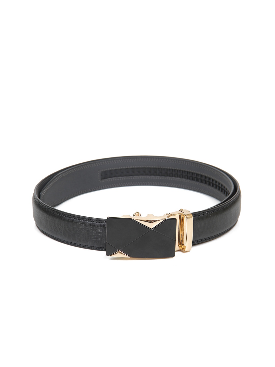 

Calvadoss Men Black Textured No Holes Belt