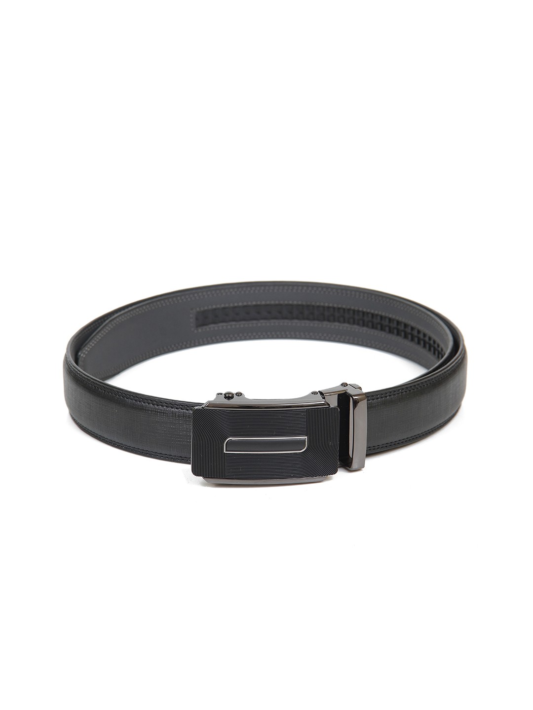 

Calvadoss Men Black No Holes Textured PU Belt