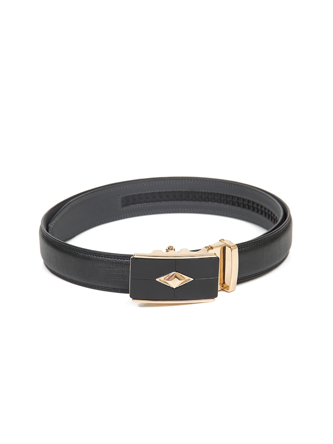 

Calvadoss Men Black Textured PU Belt