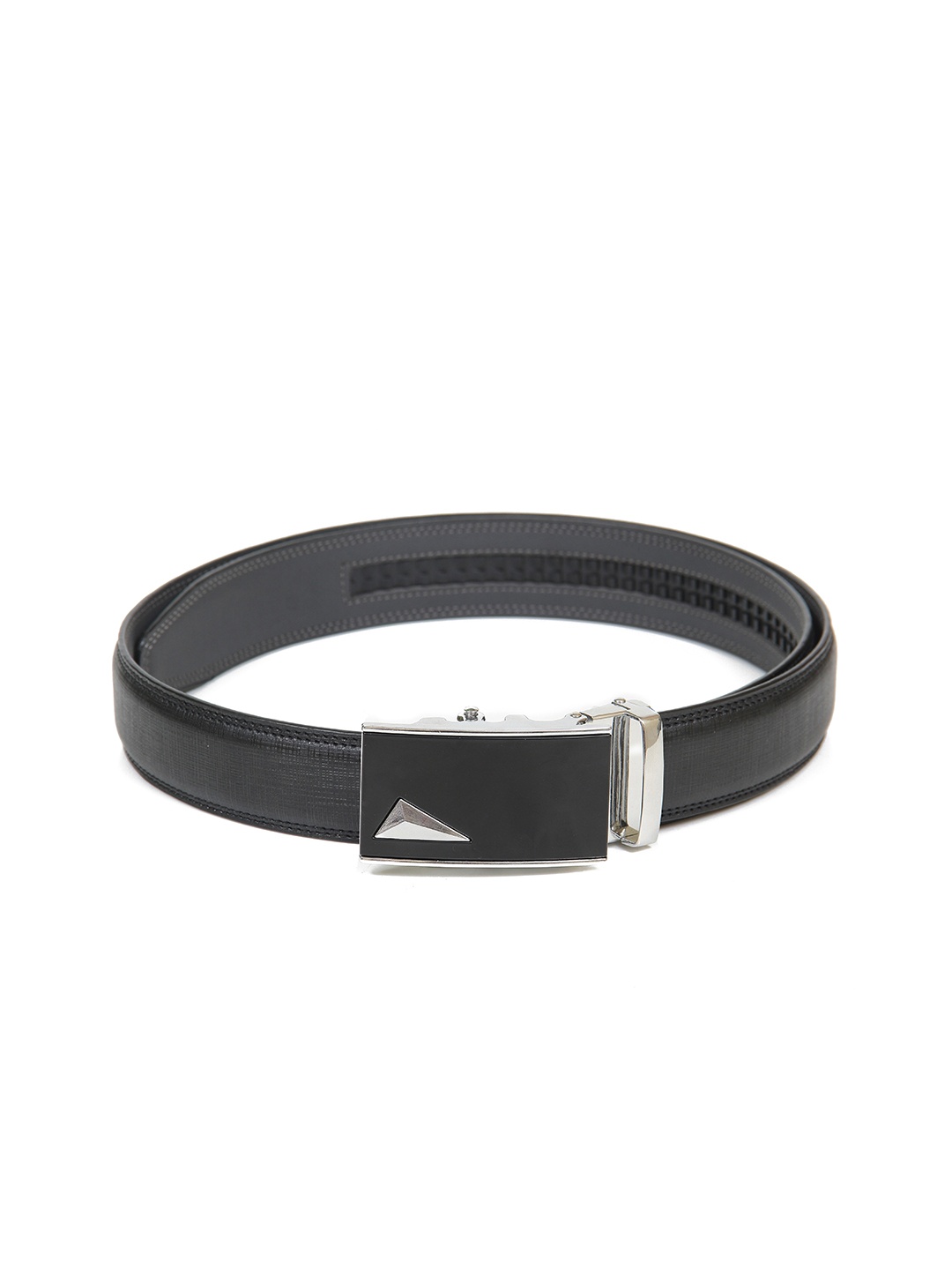 

Calvadoss Men Black Textured Autoratch No Holes Belt