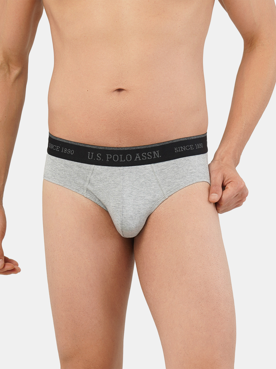 

U.S. Polo Assn. Men Grey Melange Solid Bamboo Cotton Briefs I704-003-PL