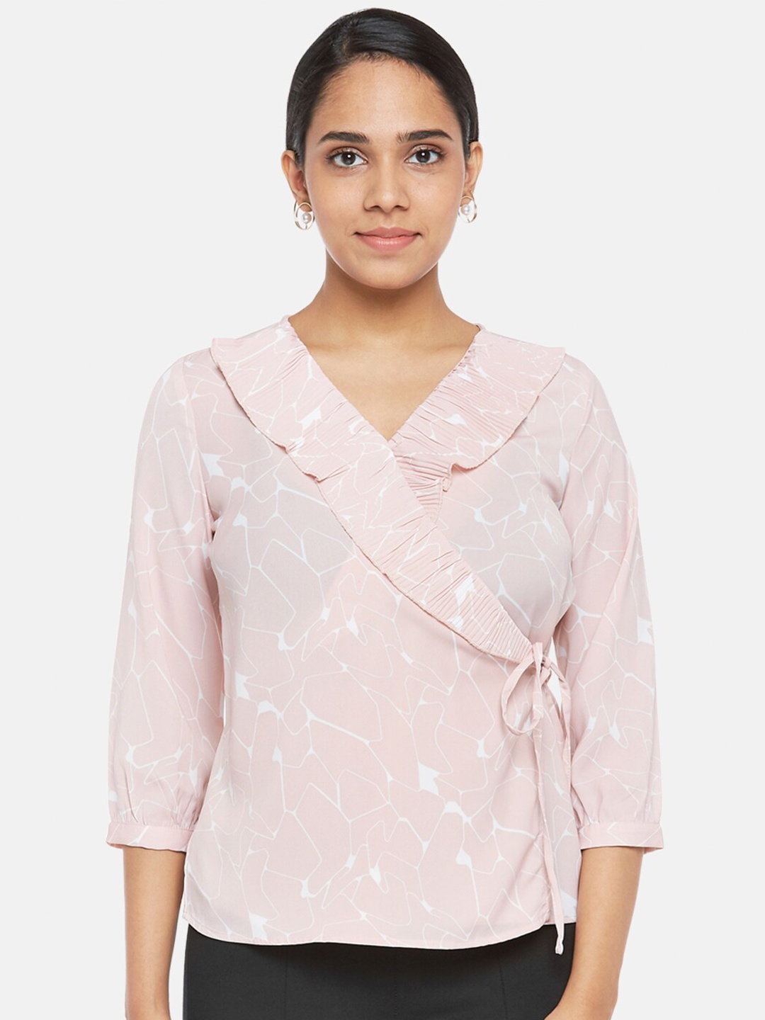 

Annabelle by Pantaloons Women Pink Abstract Printed Wrap Top
