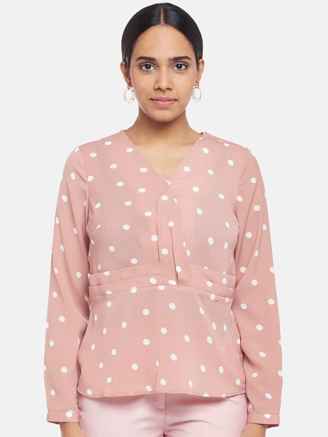 

Annabelle by Pantaloons Pink & White Regular Top