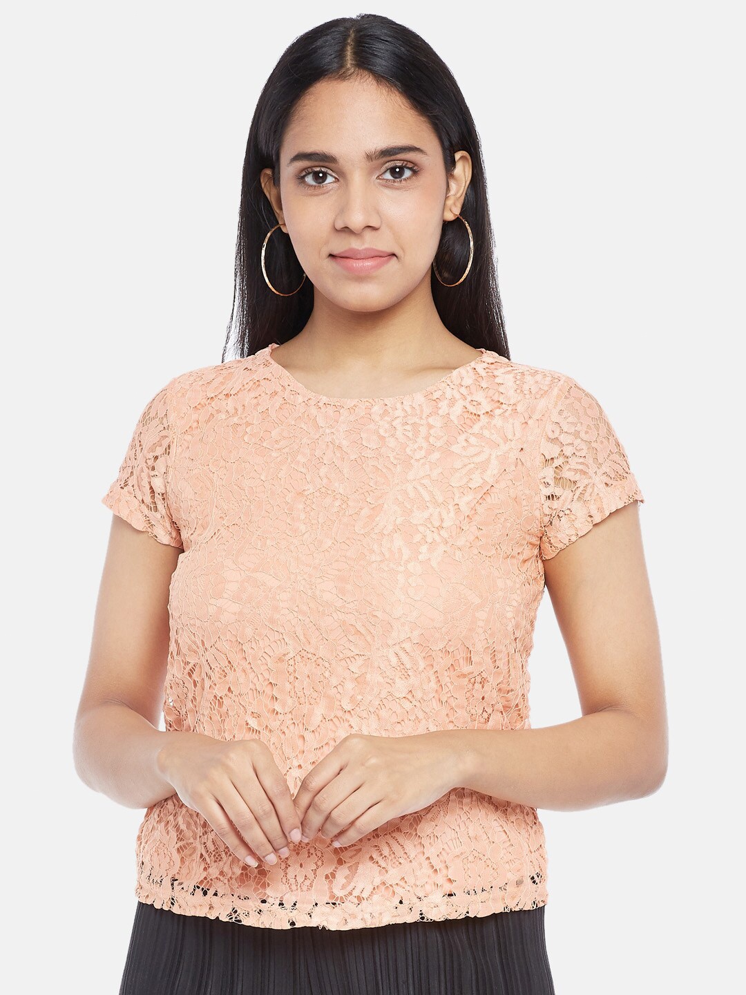

Honey by Pantaloons Peach-Coloured Regular Top