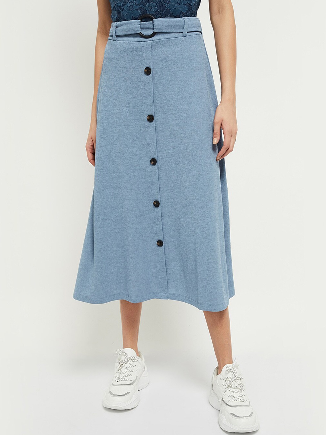 

max Women Blue Denim A-Line Skirt