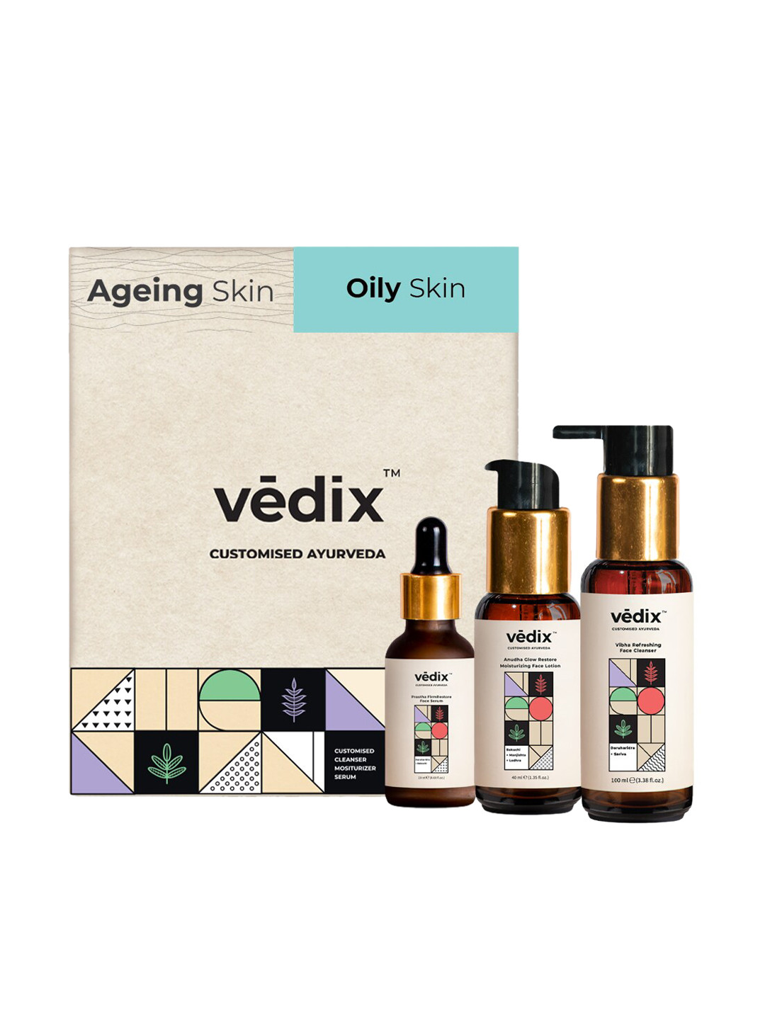 

Vedix Customized Skin Care Kit For Visible Signs for Ageing for Oily Skin, Transparent
