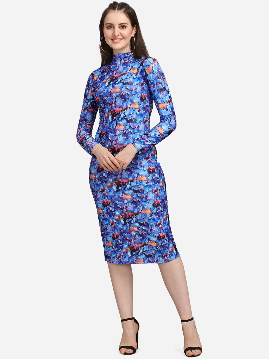 

PURVAJA Blue & Orange Bodycon Dress
