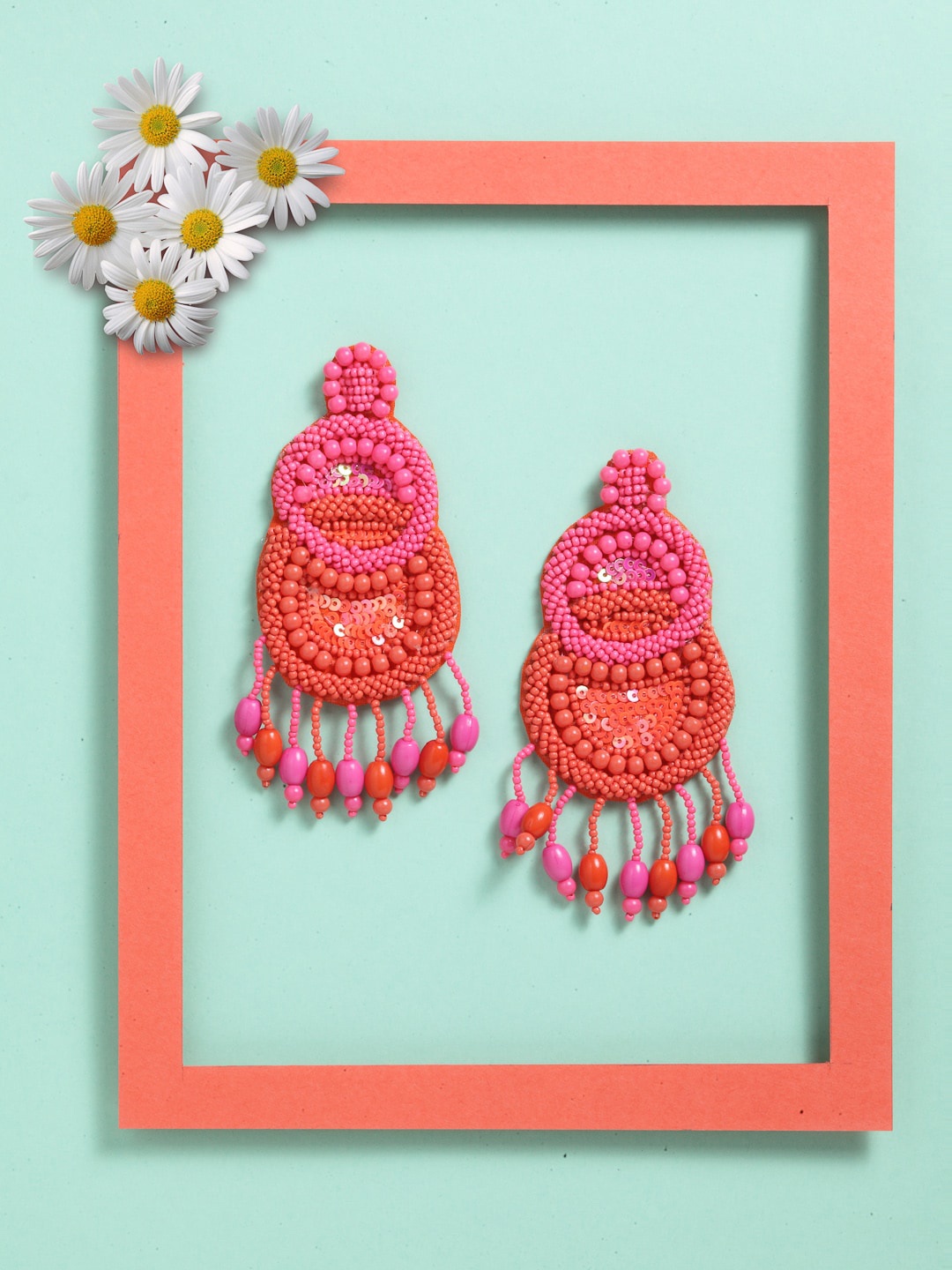 

VOGUE PANASH Women Pink Contemporary Drop Earrings