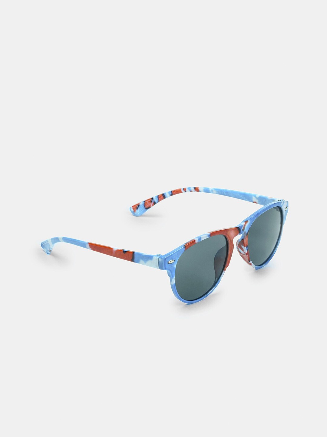 

DukieKooky Unisex Kids Black Lens & Red Printed Wayfarer Sunglasses with UV Protected Lens, Blue