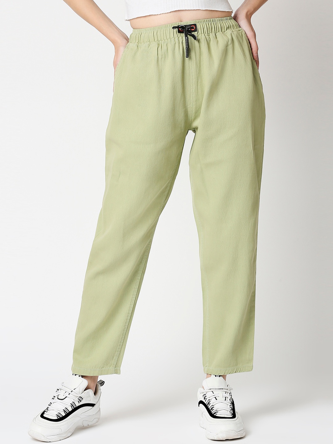 

High Star Women Green Relaxed Fit High-Rise Low Distress Jeans