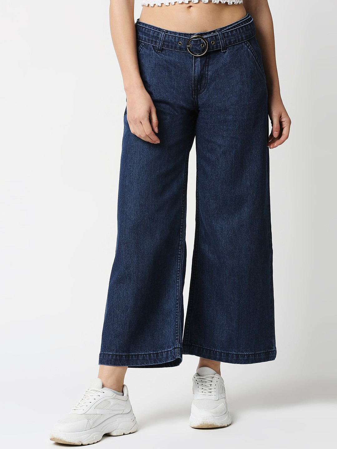 

High Star Women Blue Wide Leg High-Rise Jeans