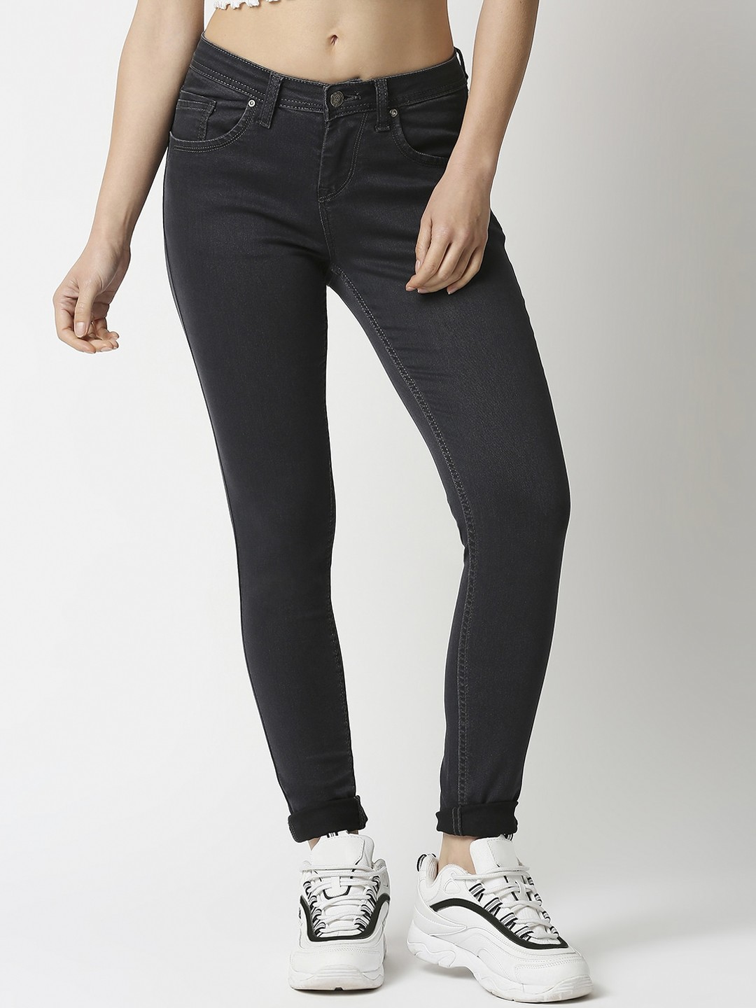 

High Star Women Charcoal Grey Slim Fit Stretchable Jeans