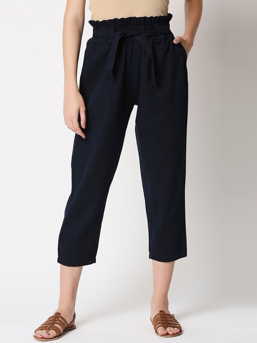 

High Star Women Navy Blue Boyfriend Fit High-Rise Jeans