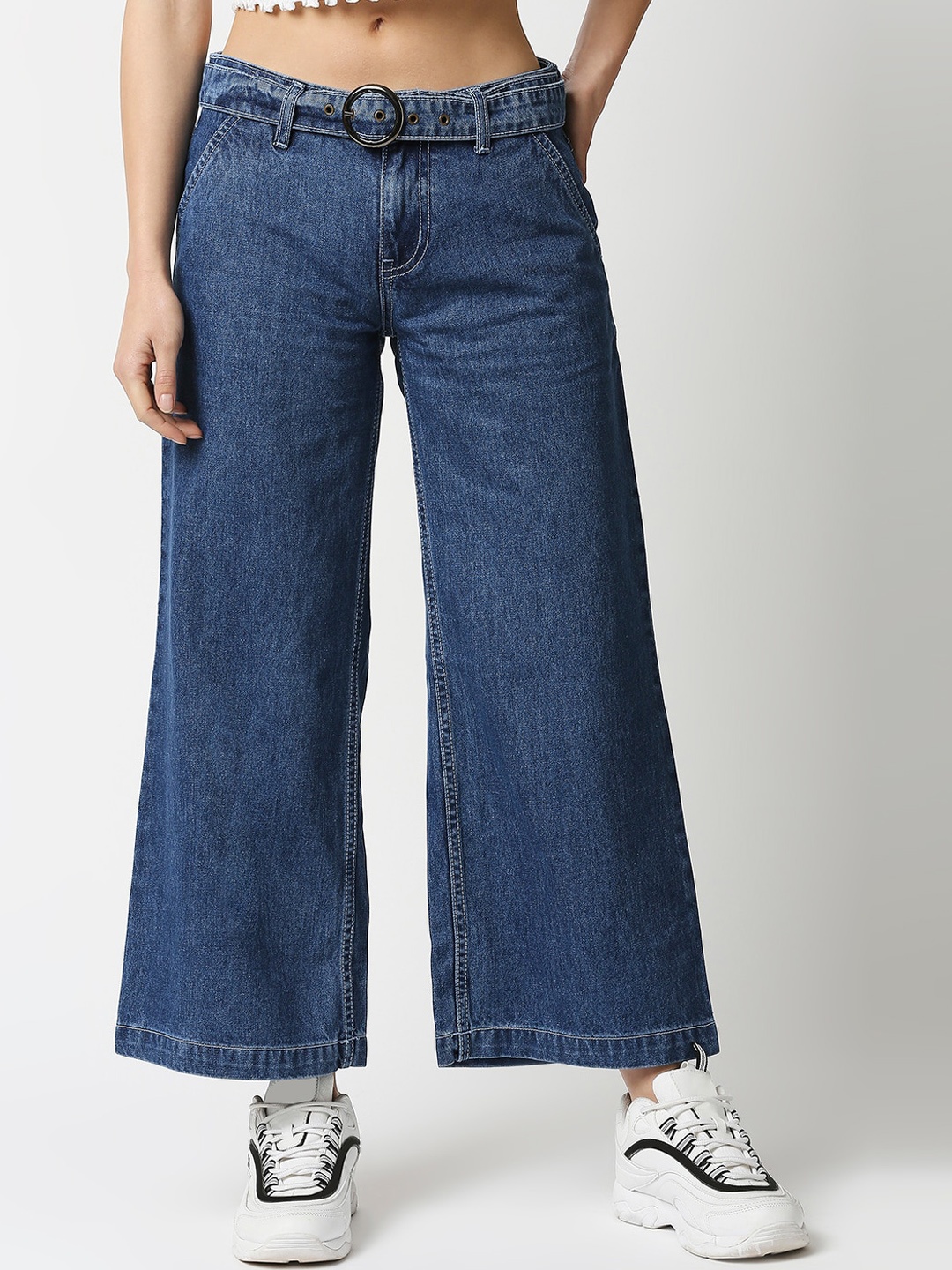

High Star Women Blue Wide Leg High-Rise Jeans