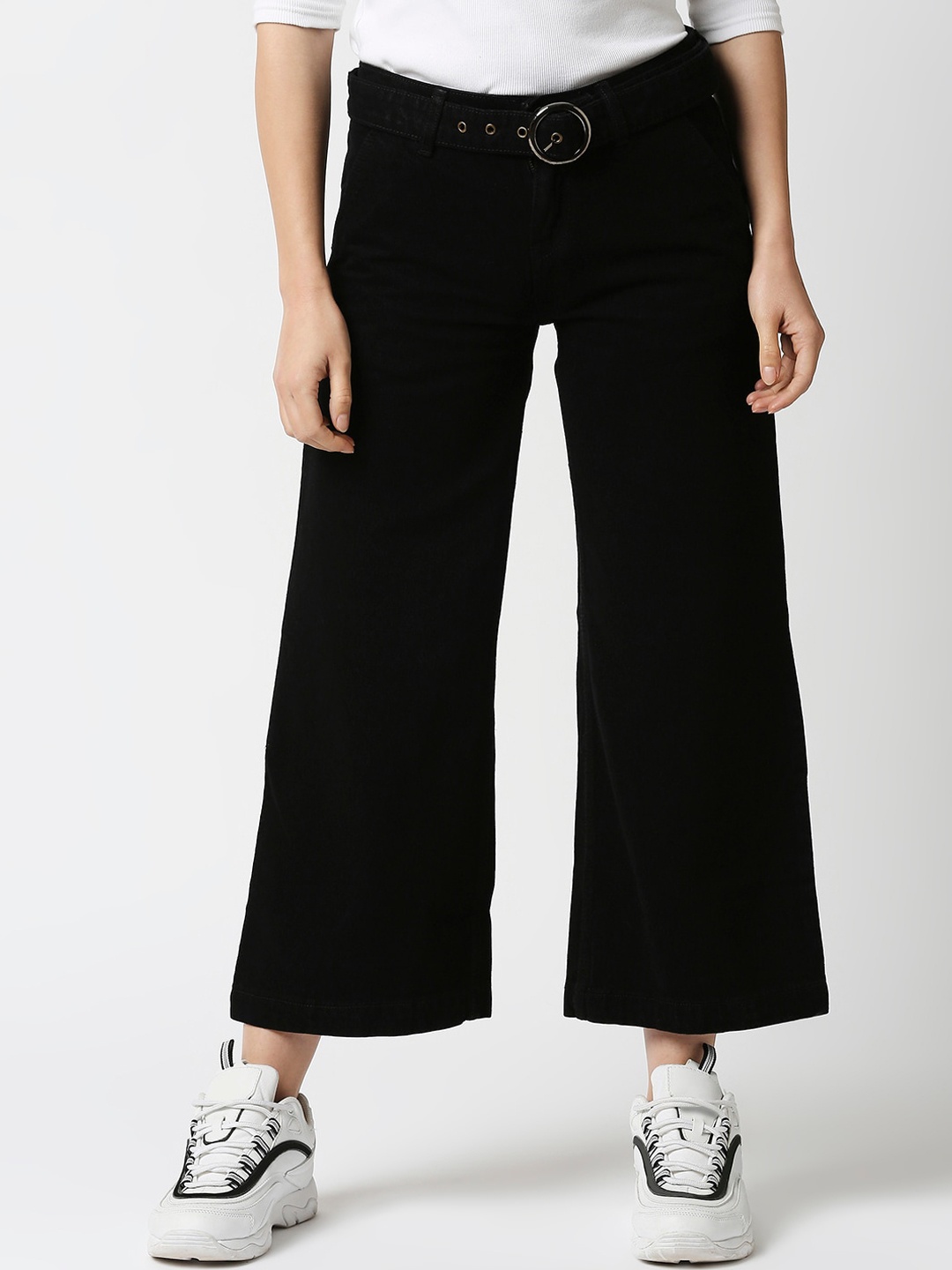 

High Star Women Black Wide Leg High-Rise Jeans
