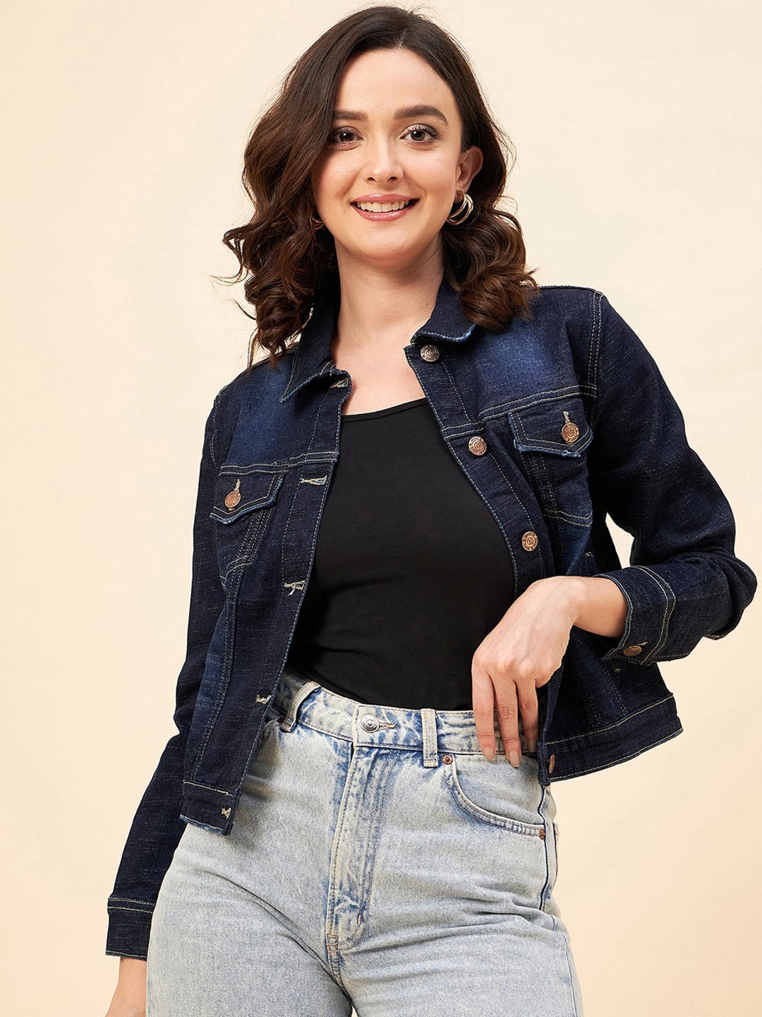 

High Star Women Blue Washed Denim Jacket